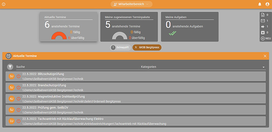 MountainOffice Lite · Originalansicht der Software